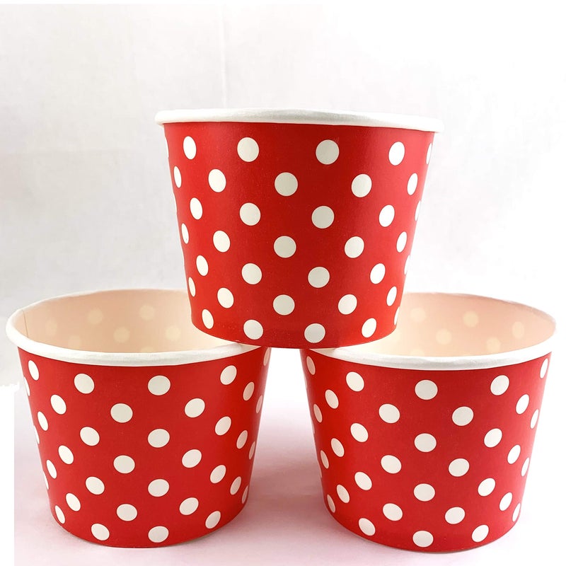 Worlds Paper Ice Cream Cups Polka Dot Paper Yogurt Cups 8oz Red 50 pack - Image 3